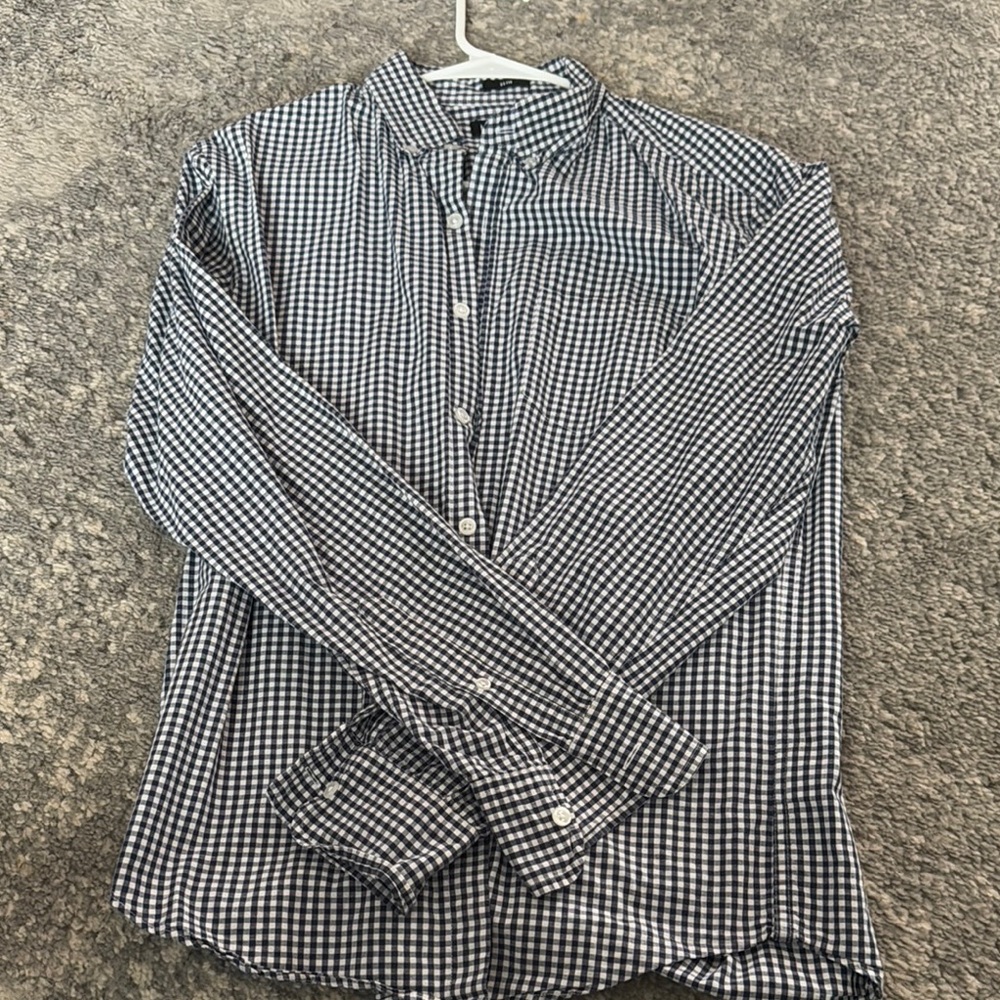 Men's Navy and White Checkered Shirt